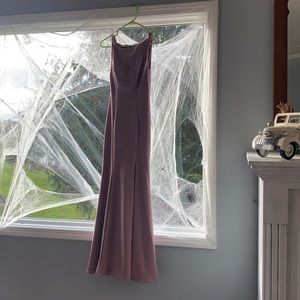 Elegant Azazi Vintage Muave long dress with leg and underarm slit.